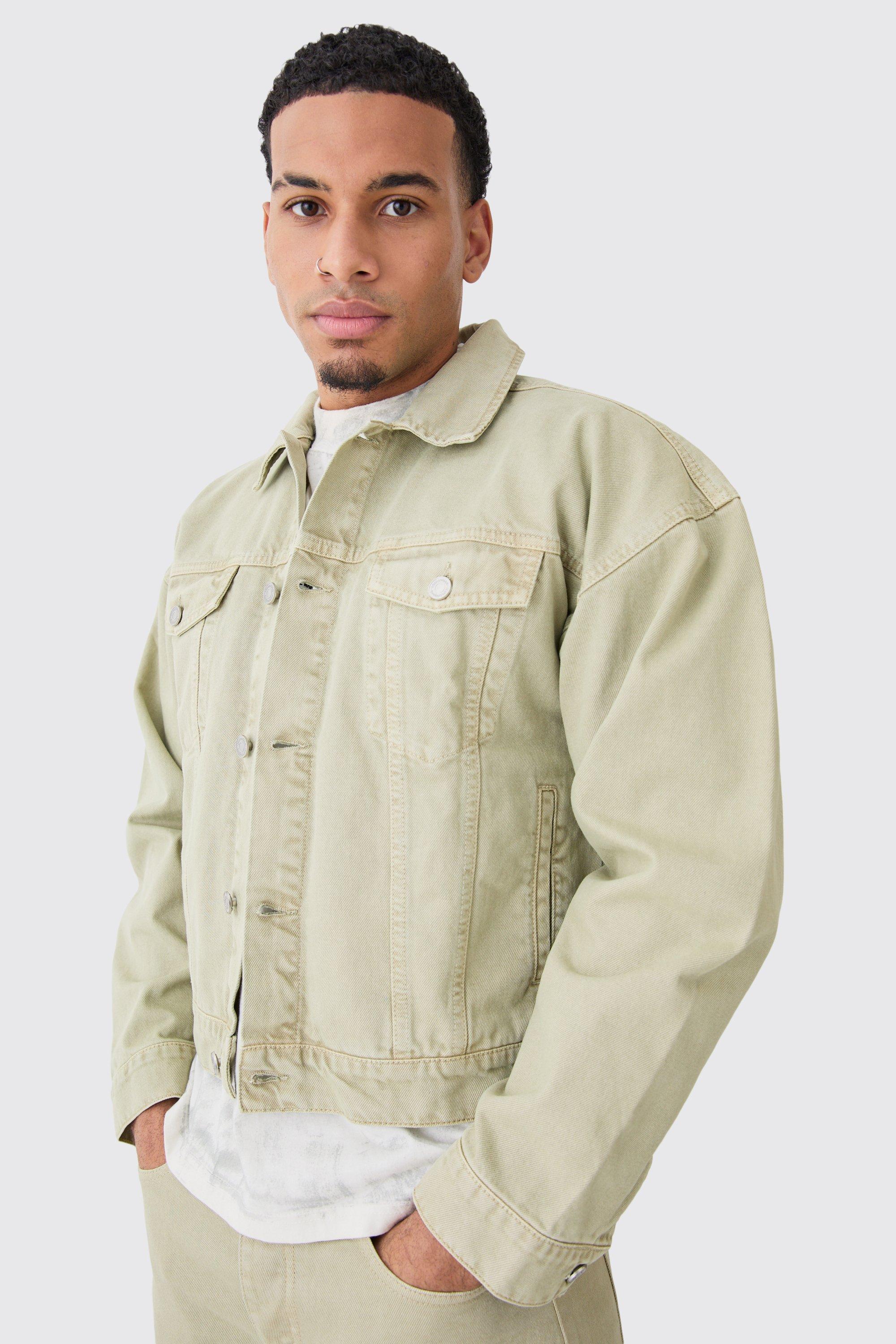 Boxy Fit Overdyed Jean Jacket | boohooMAN USA Product Image