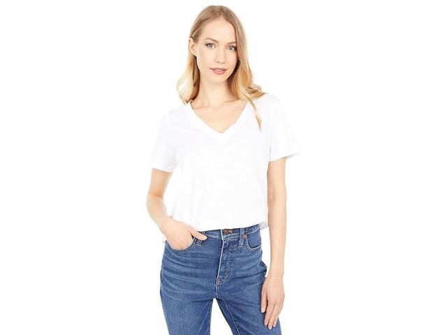 Madewell Whisper Cotton V-Neck Tee (Optic ) Women's Clothing Product Image