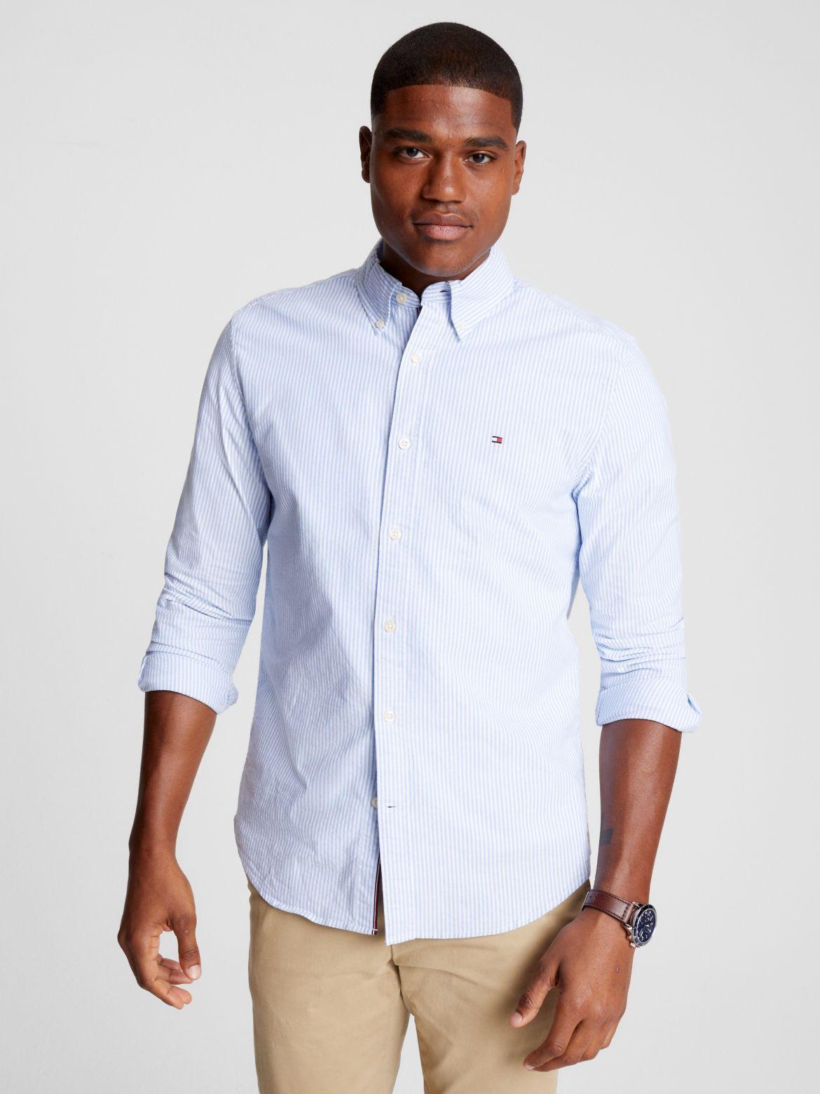 Tommy Hilfiger Men's Regular Fit Stripe Stretch Oxford Shirt Product Image