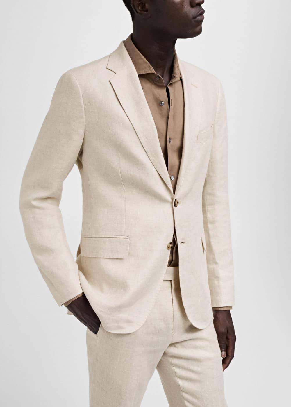 Mango Mens Linen Slim-Fit Suit Blazer Product Image