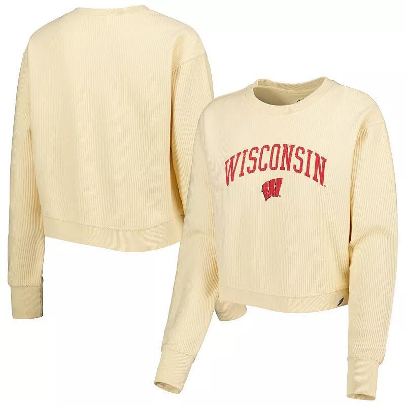 Womens League Collegiate Wear Cream Wisconsin Badgers Classic Campus Corded Timber Sweatshirt Product Image