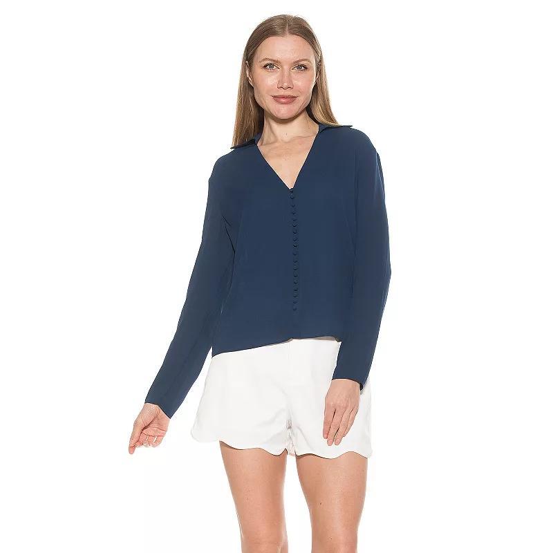 Womens ALEXIA ADMOR Lori Long Sleeve V-Neck Shirt Product Image