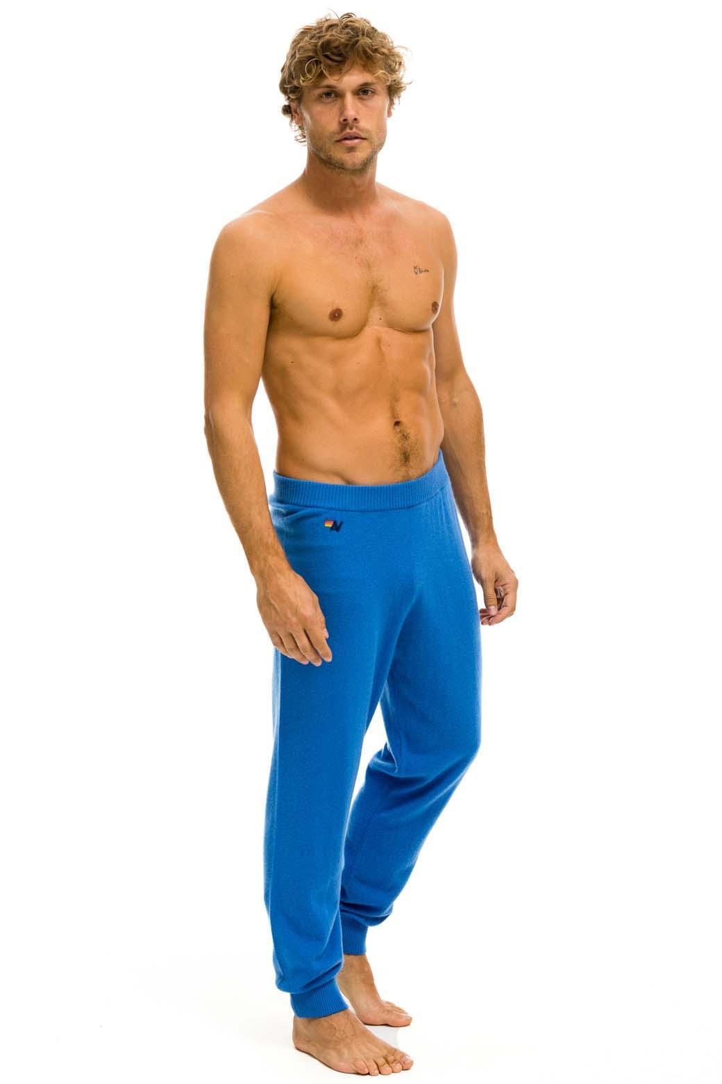 MEN'S BOLT CASHMERE LIGHT SWEATER PANT	- VINTAGE BLUE // GOLD BOLT Male Product Image