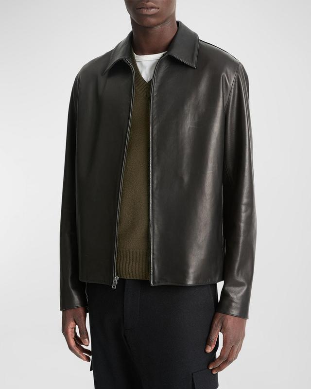 Men's Leather Zip-Up Jacket Product Image