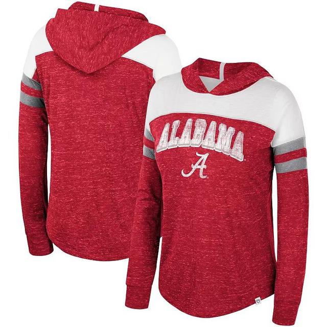 Womens Colosseum Crimson Alabama Crimson Tide Speckled Color Block Long Sleeve Hooded T-Shirt Product Image