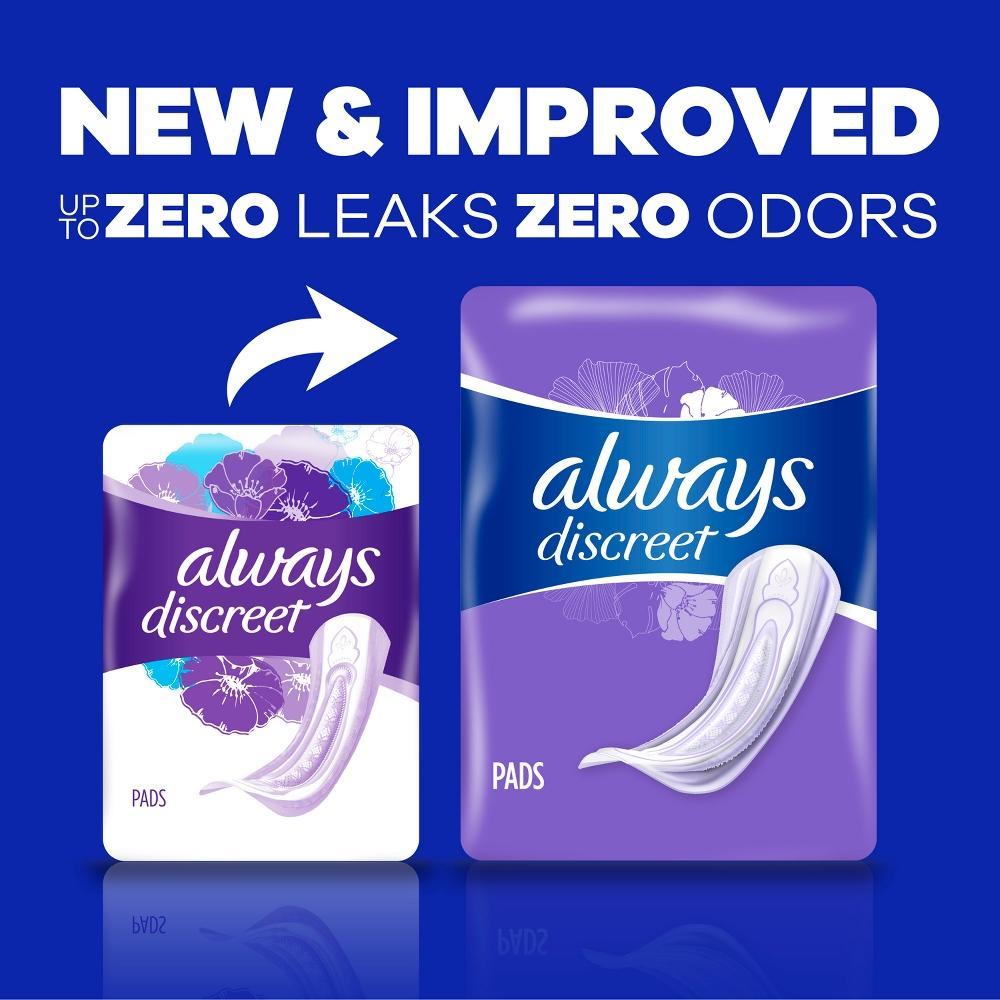 Always Discreet Incontinence & Postpartum Incontinence Pads for Women - Moderate Absorbency - Size 4 - 66ct Product Image