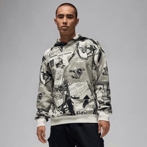 Jordan Mens Brooklyn AOP Fleece Pullover - Black/Grey Product Image