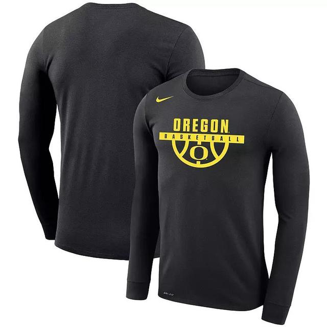 Mens Nike Black Oregon Ducks Basketball Drop Legend Long Sleeve Performance T-Shirt Product Image