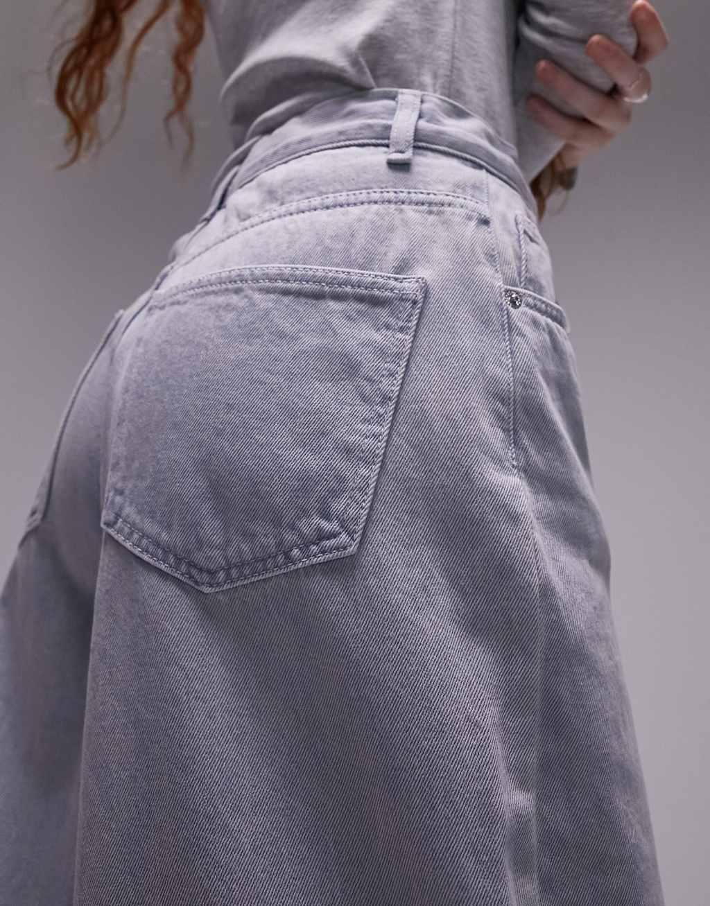 Topshop paper bag jeans in cloudy blue Product Image