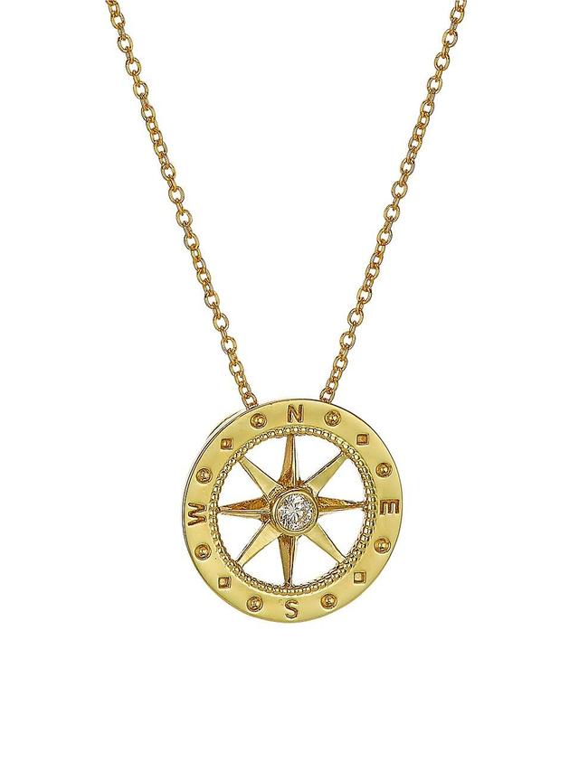 Womens Tiny Treasures 18K Yellow Gold & 0.3 TCW Diamond Compass Pendant Necklace - Yellow Gold Product Image