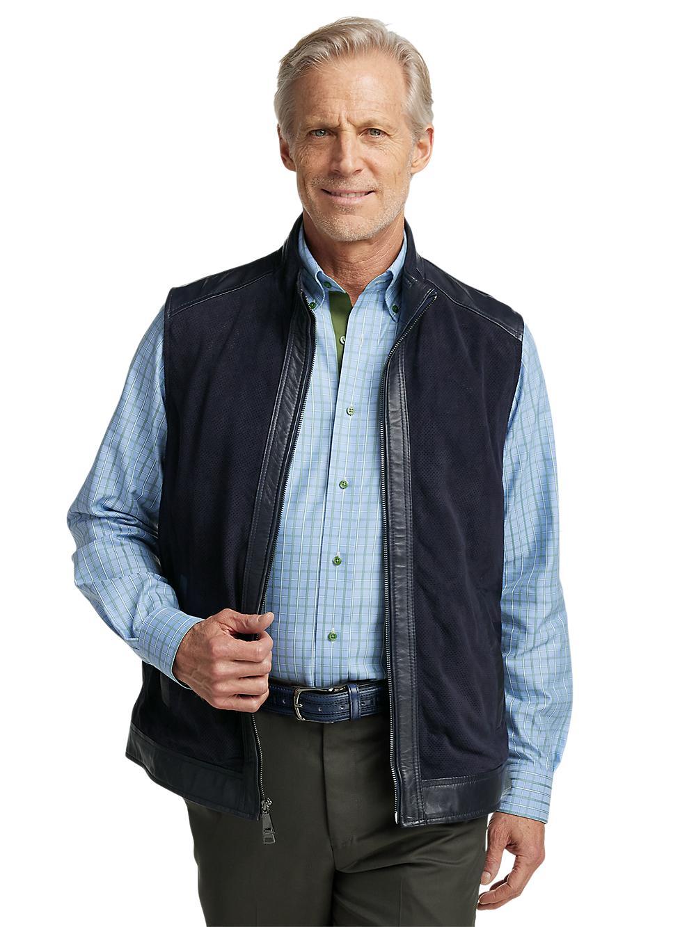 Perforated Suede Vest - Navy Product Image