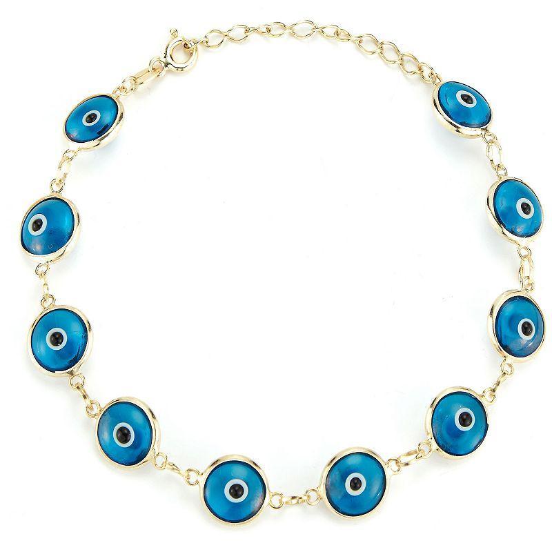 Sunkissed Sterling Sterling Silver Evil Eye Station Bracelet, Womens Gold Tone Product Image