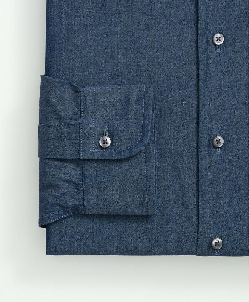 Chambray Cotton Poplin English Collar Dress Shirt Product Image