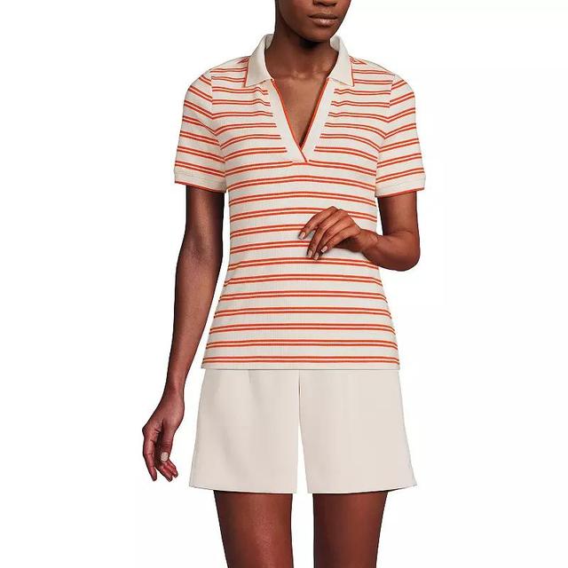 Womens Lands End V-Neck Short Sleeve Polo Product Image