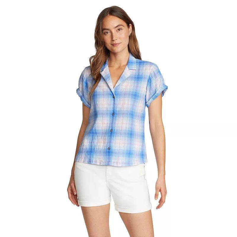 Womens Eddie Bauer Packable Camp Shirt Grey Blue product image