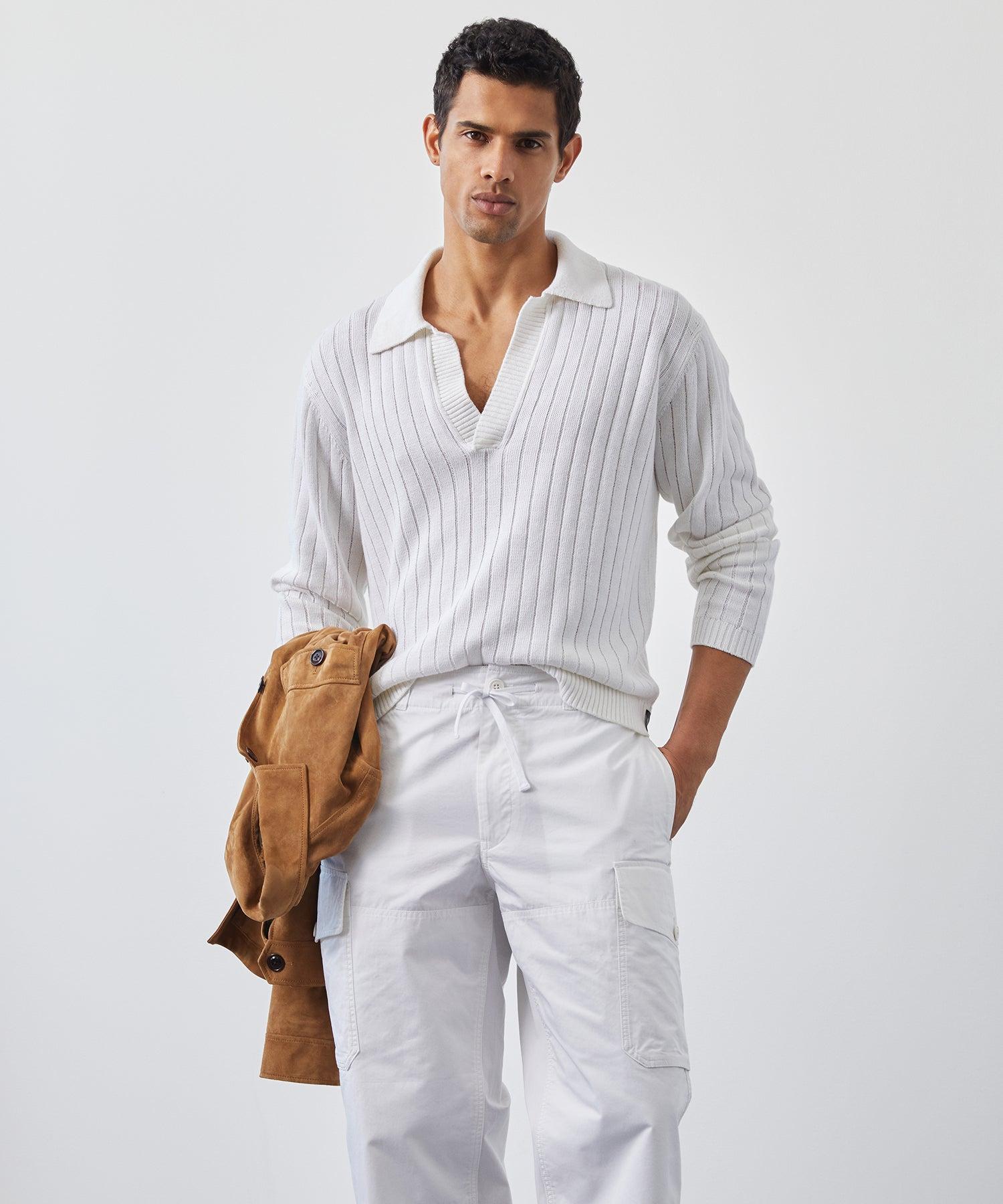 Coastal Linen Polo in White Product Image