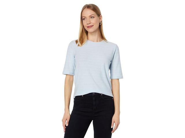 Vince Striped Relaxed Elbow Sleeve Crew (Sky/Off-White) Women's Clothing Product Image