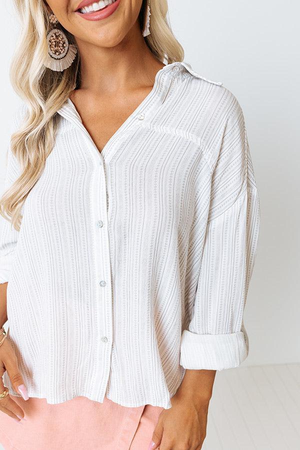 Newport Look Button Up Top in Grey Product Image