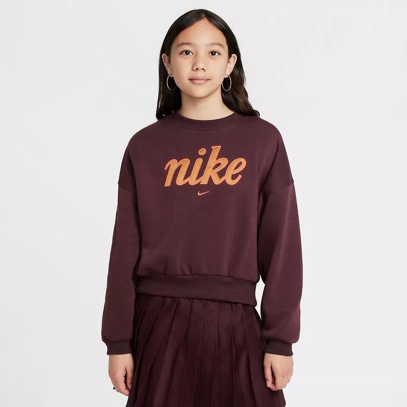 Nike Girls Sportswear Club Fleece Boxy Crewneck Sweatshirt Product Image