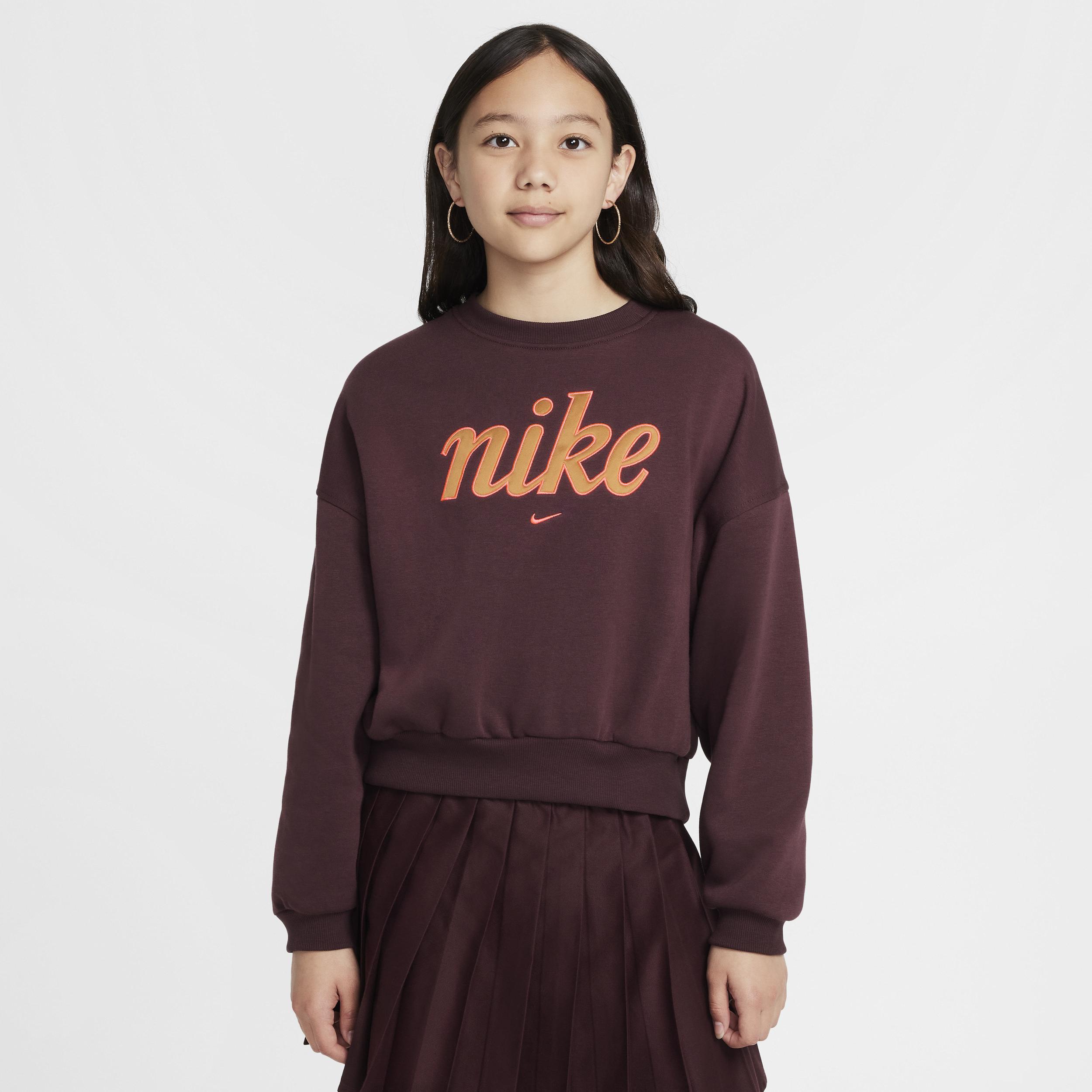 Nike Girls Sportswear Club Fleece Boxy Crewneck Sweatshirt Product Image