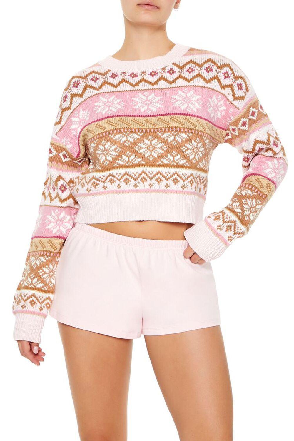 Fair Isle Snowflake Cropped Sweater | Forever 21 Product Image