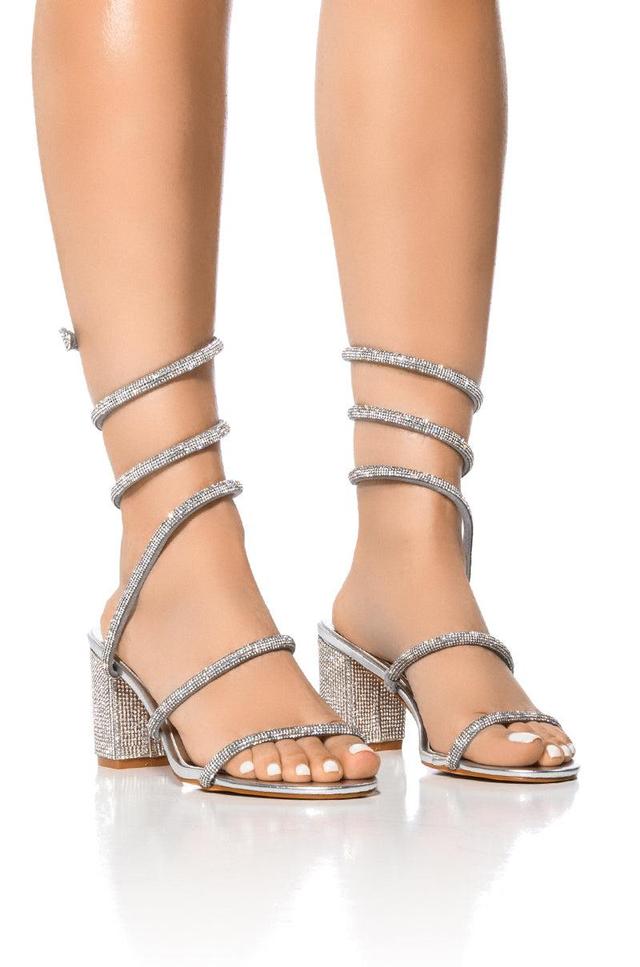 AZALEA WANG SOLEDAD EMBELLISHED COIL SANDAL IN SILVER Product Image