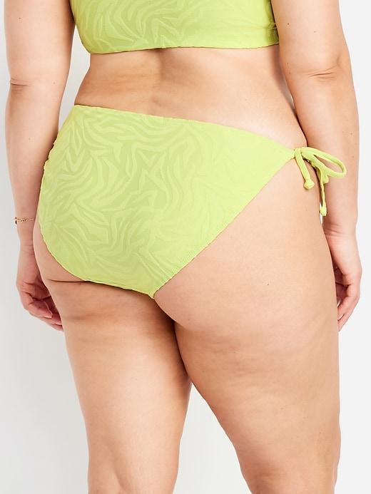 Mid-Rise Textured String Bikini Swim Bottoms Product Image