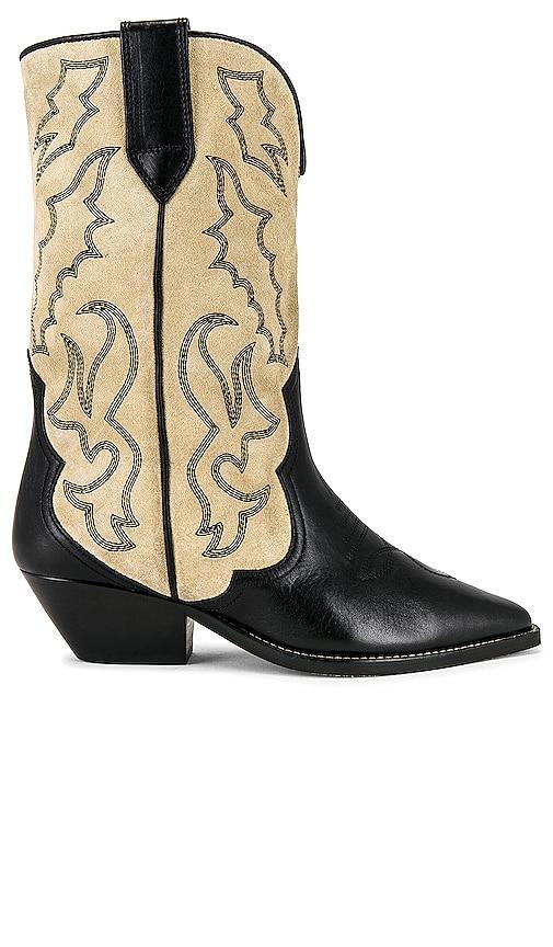 Duerto Topstitched Suede And Leather Boots In Black Product Image