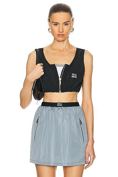 Miu Miu Cropped Tank Top in Black Product Image