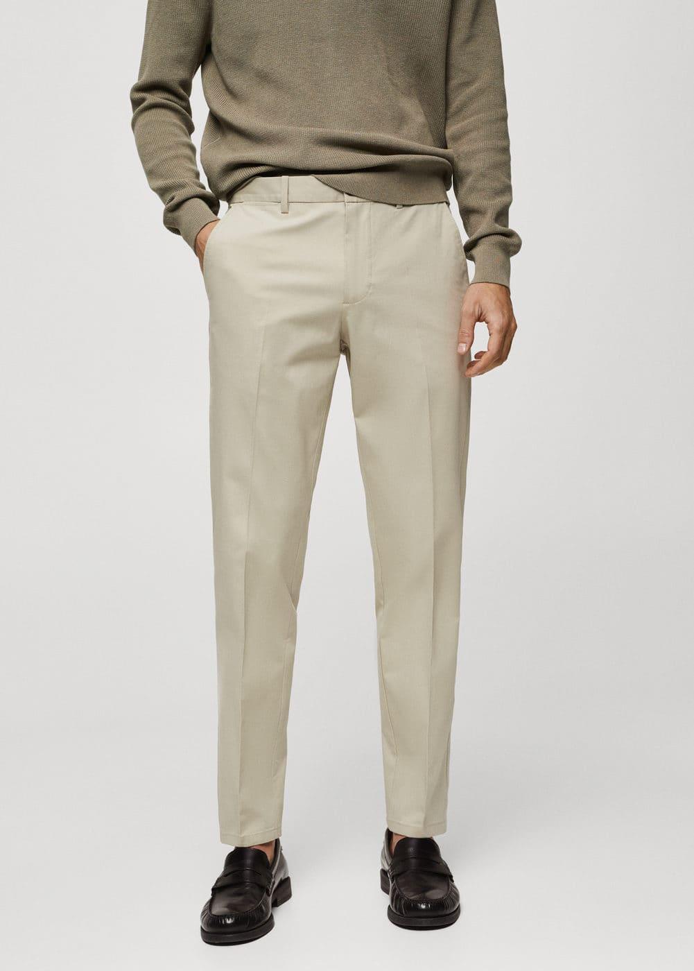 MANGO MAN - Regular-fit cotton pants light/pastel greyMen Product Image