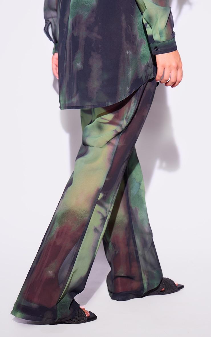 Green Grunge Print Beach Flares Product Image