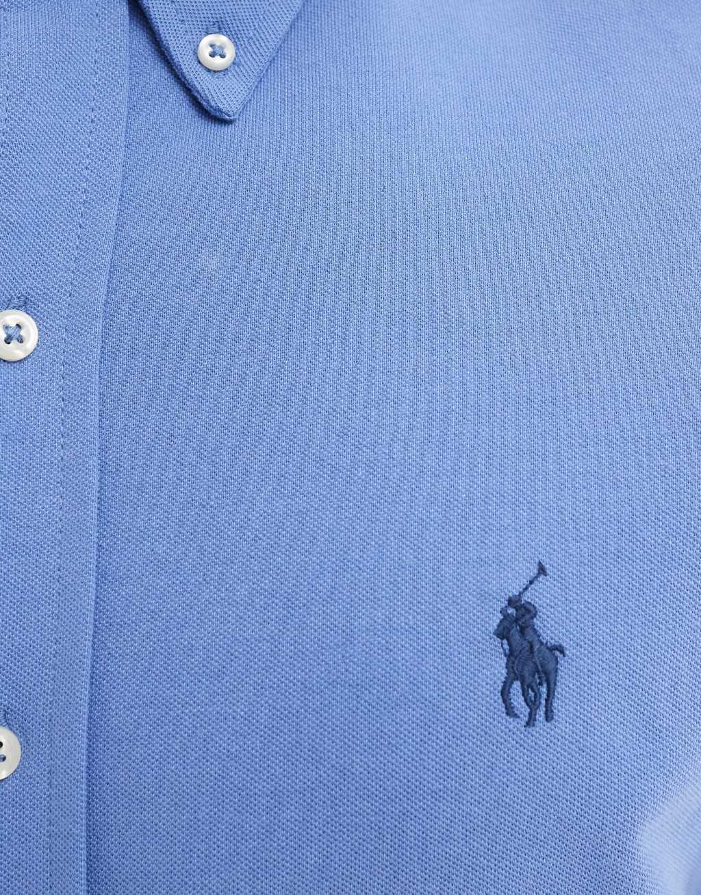 Polo Ralph Lauren icon logo pique shirt in blue heather Product Image