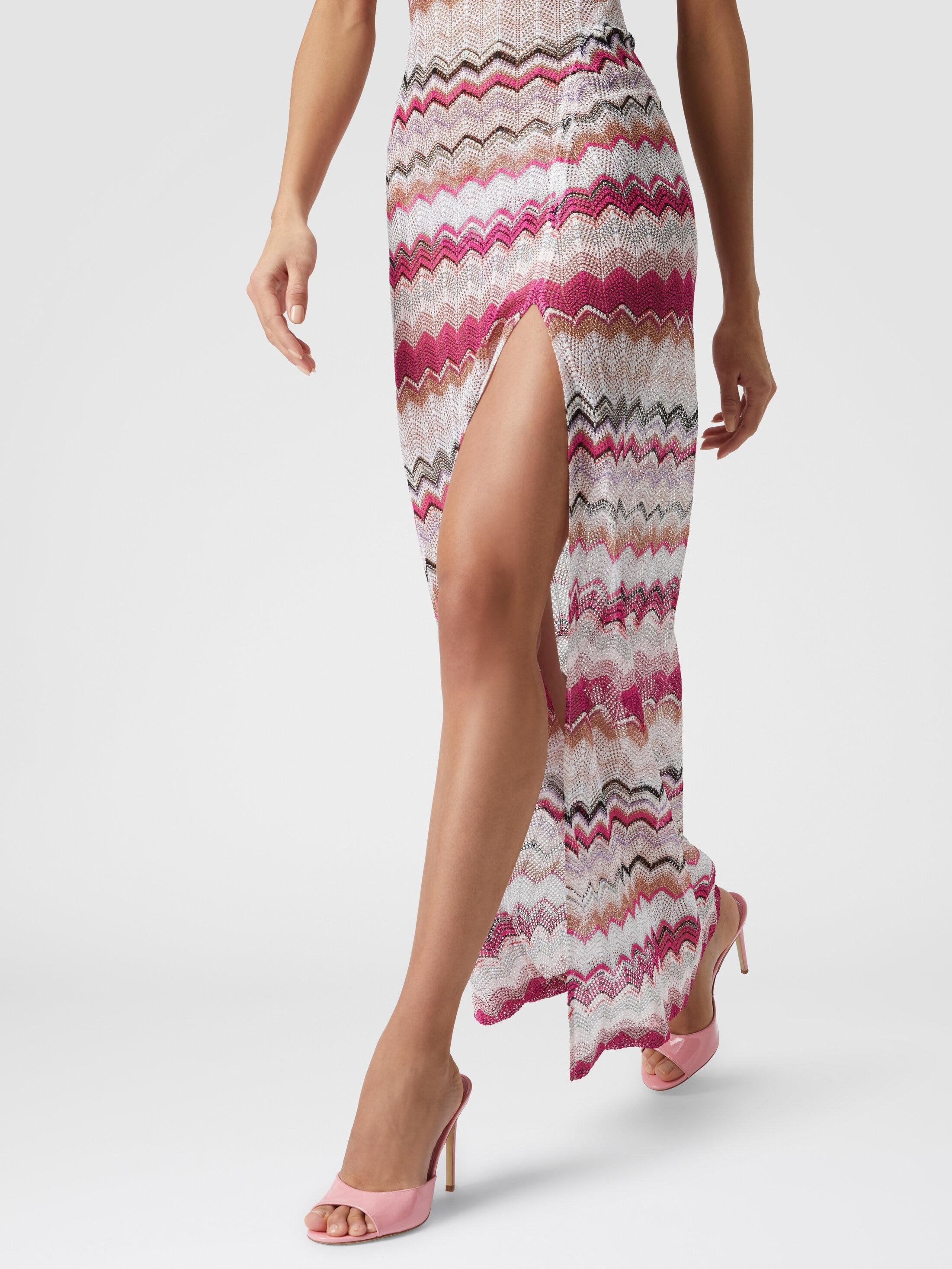 Long cover up dress in crochet with lurex Product Image