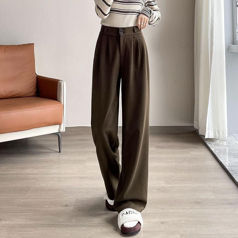 High Waist Plain Wide Leg Sweatpants (Various Designs) Product Image