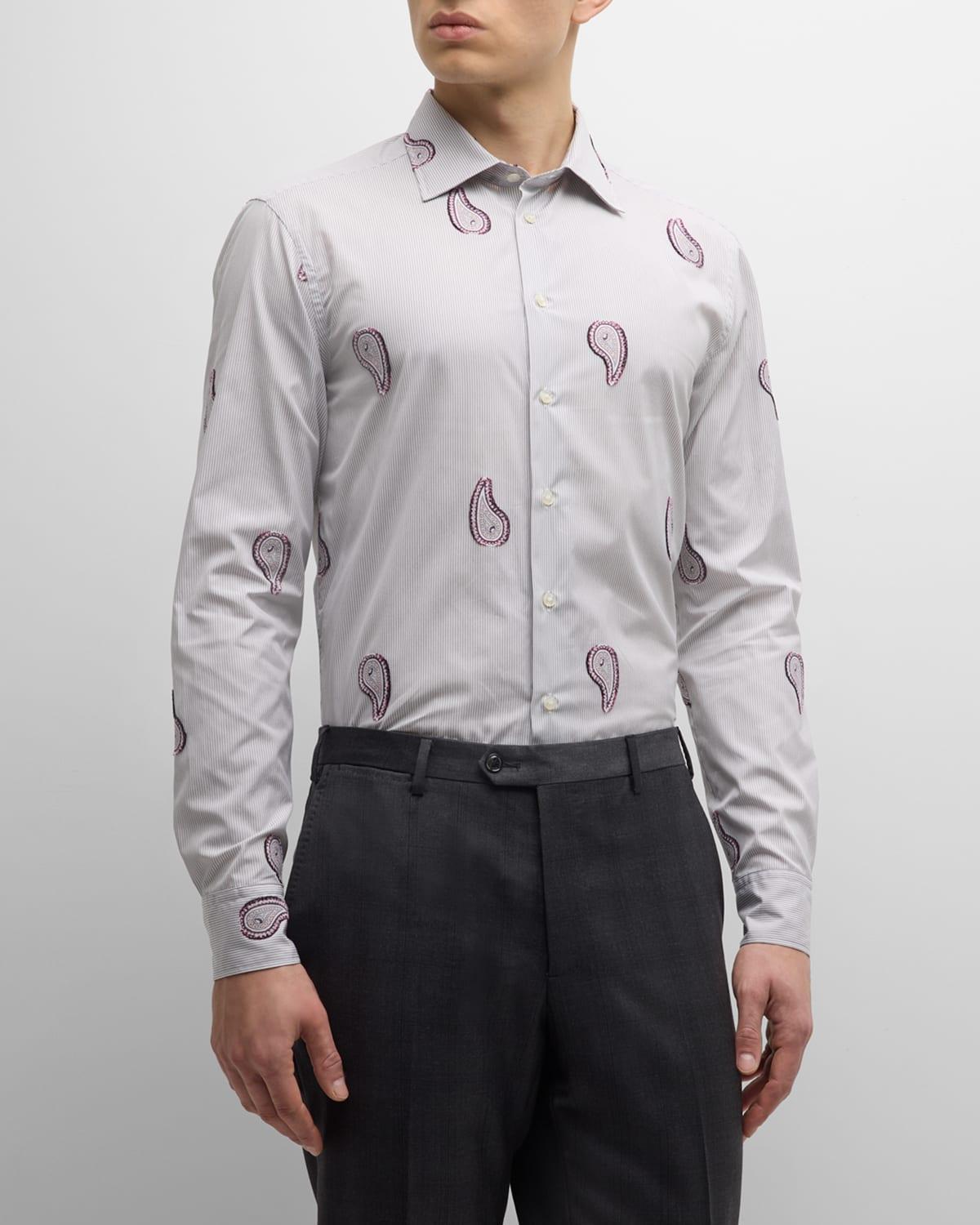 Mens Paisley Coupe Micro-Stripe Sport Shirt Product Image