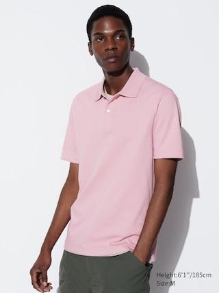 Mens Airism Cotton Pique Polo Shirt with Quick-Drying Pink Medium UNIQLO US Product Image