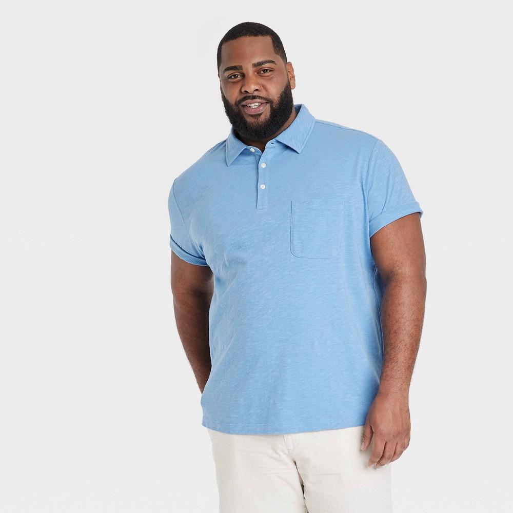 Mens Big & Tall Regular Fit Short Sleeve Polo Shirt - Goodfellow & Co Blue XXLT Product Image