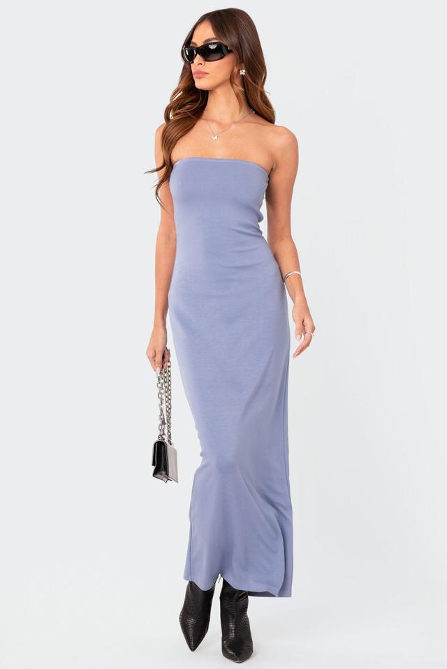 Strapless Back Slit Maxi Dress Product Image