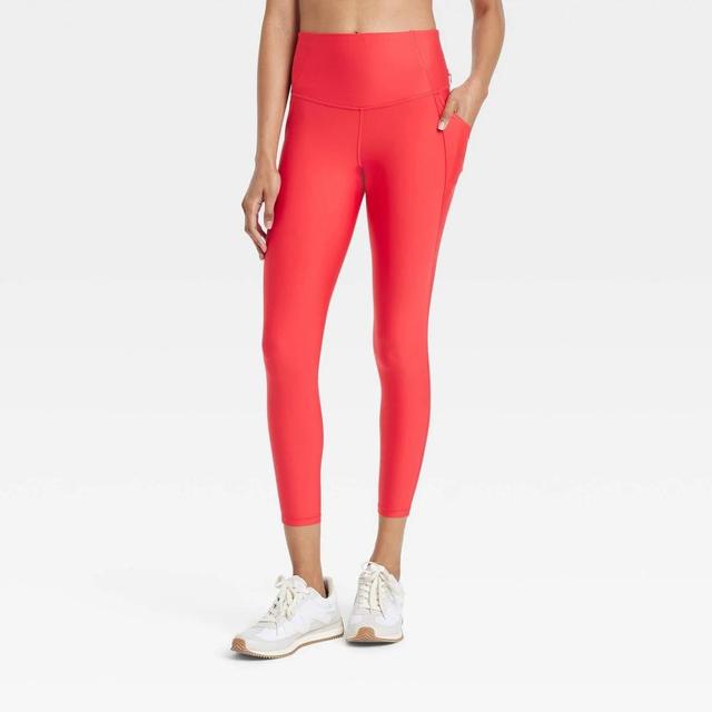 Womens Effortless Support High-Rise Pocketed 7/8 Leggings - All In Motion Red XL Product Image