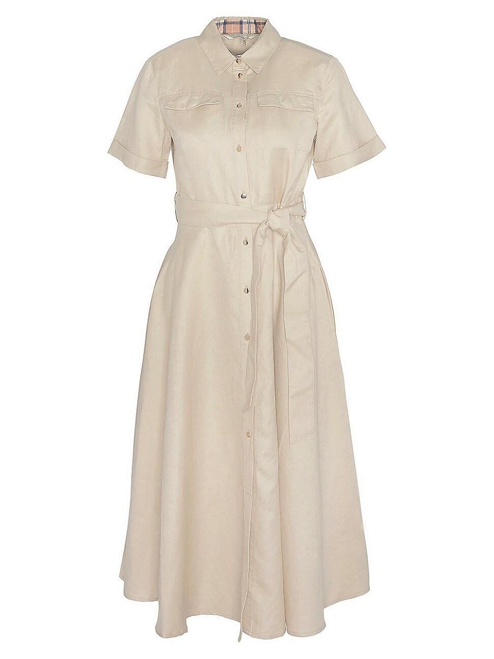 Barbour Margaret Tie Belt Linen & Cotton Midi Shirtdress Product Image