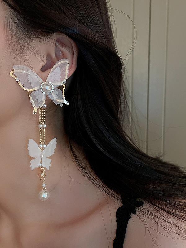 Butterfly Shape Geometric Tasseled Drop Earrings Product Image