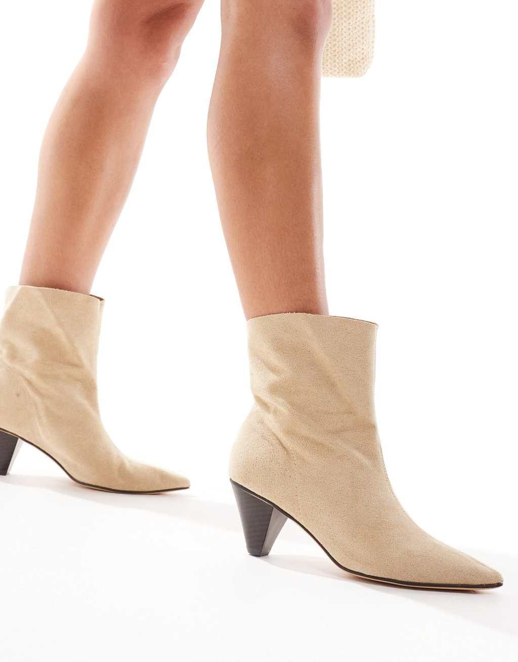 Truffle Collection cone heel ankle boots in tan Product Image