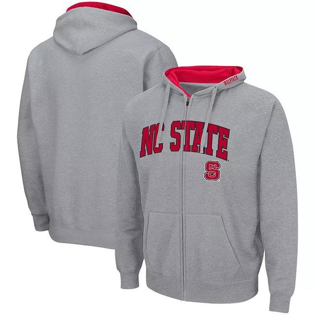 Mens Colosseum Heathered Gray NC State Wolfpack Arch & Logo 3.0 Full-Zip Hoodie Product Image