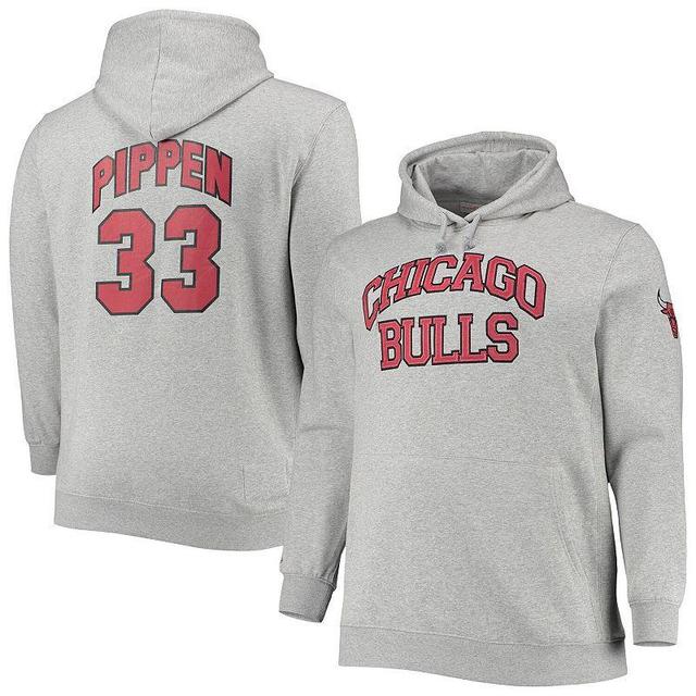 Mens Mitchell & Ness Scottie Pippen Heathered Gray Chicago Bulls Big & Tall Name & Number Pullover Hoodie Product Image