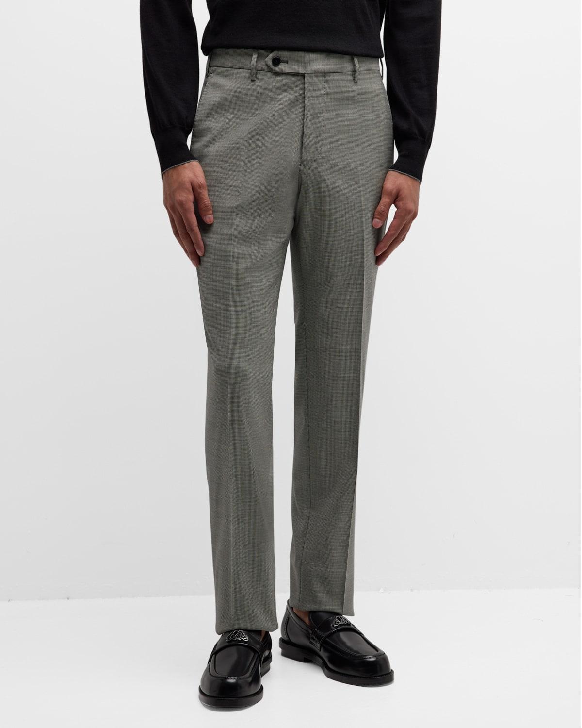 Mens Devon Wool Serge Houndstooth Trousers Product Image