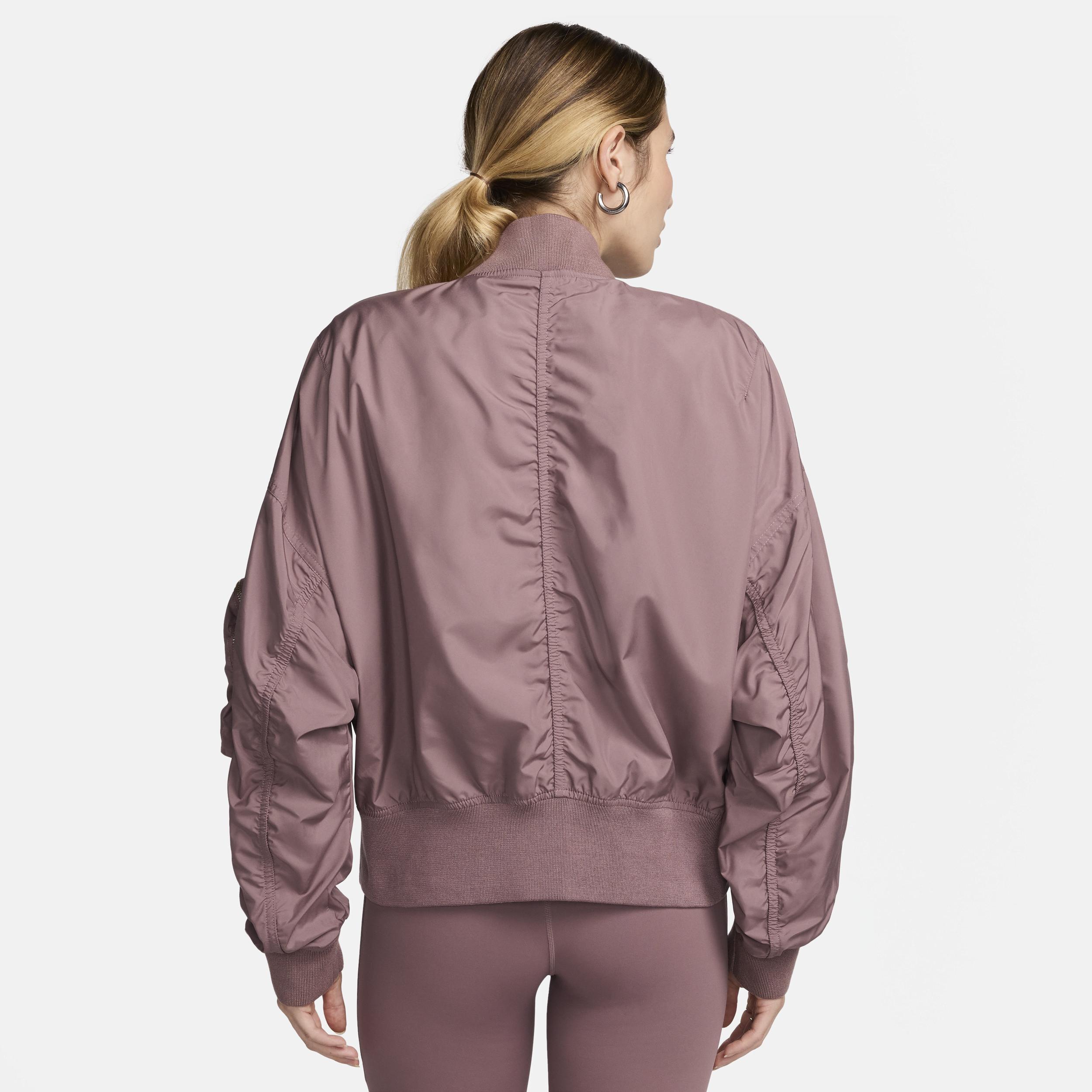 Nike Womens Essential OS Bomber Jacket - Black/Smokey Mauve Product Image