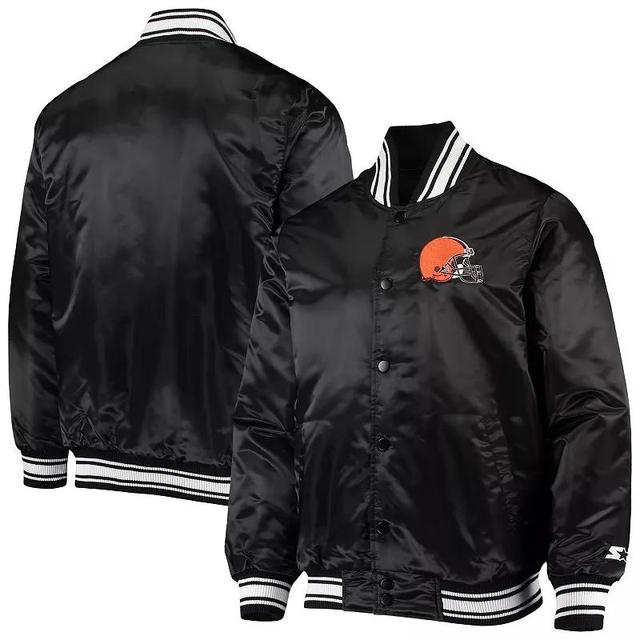 Mens Starter Cleveland Browns Locker Room Satin Varsity Full-Snap Jacket Product Image