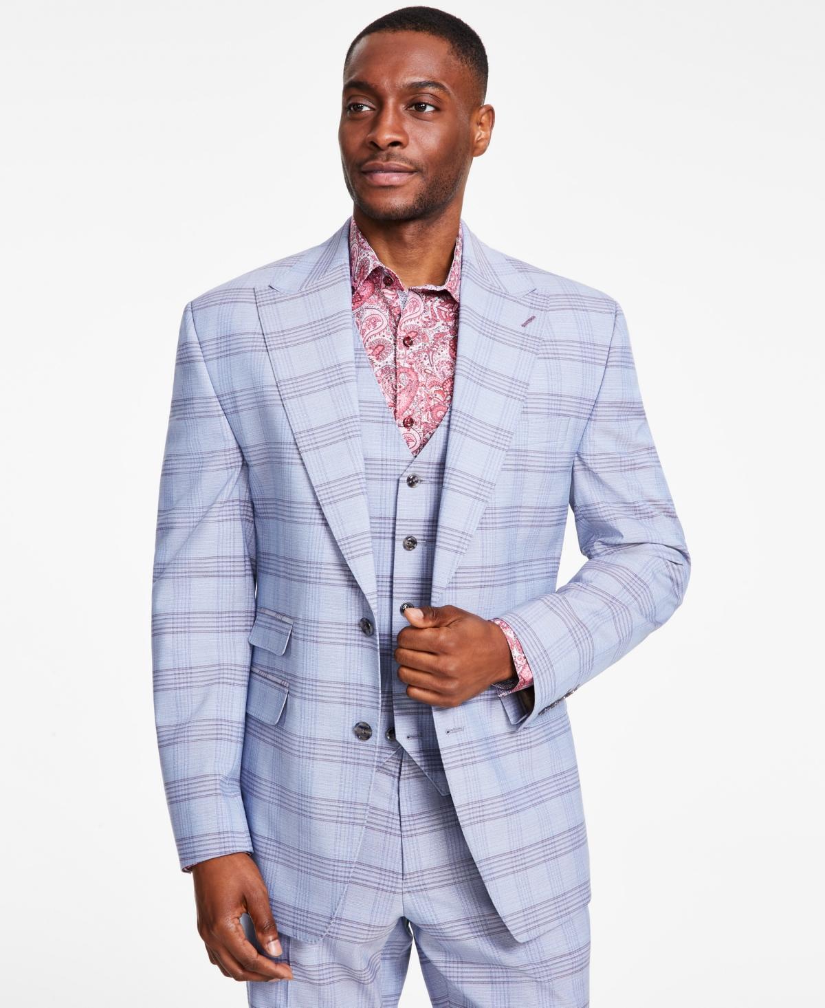 Tayion Collection Mens Classic Fit Striped Suit Jacket - Tan Product Image