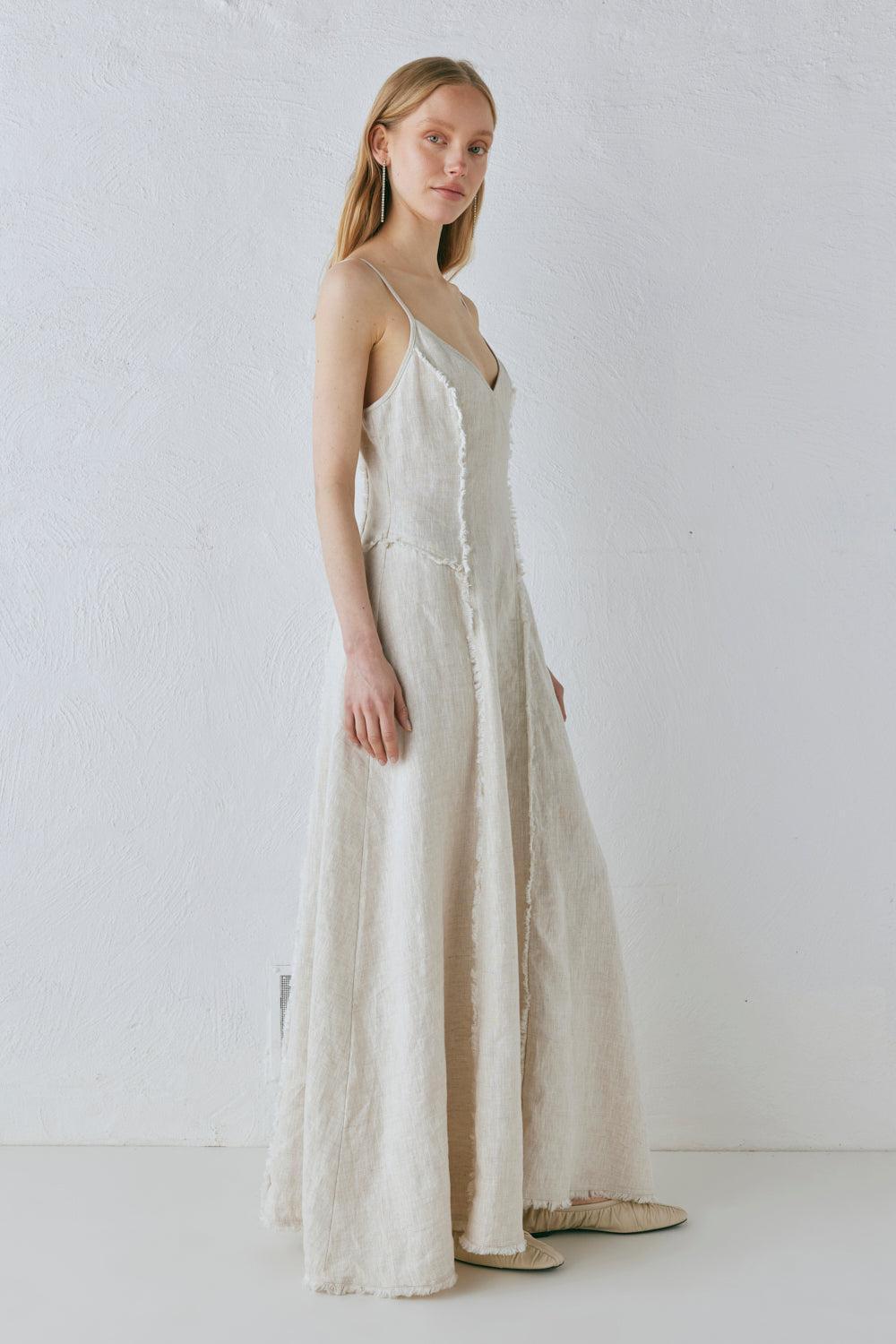 Thea Linen Maxi Dress Natural Product Image