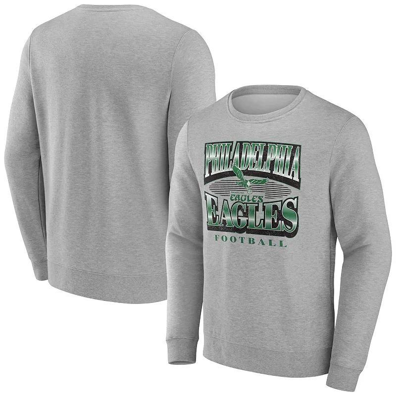 Mens Fanatics Heather Gray Philadelphia Eagles Chance Throwback Fleece Pullover Sweatshirt Product Image